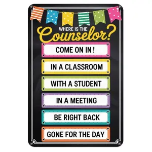 Counselor Status Tin Sign, Vintage School Office Metal Sign Print Aesthetic Room Decoration for Home Bedroom Kitchen Bar Coffee Bathroom Indoor Outdoor Wall Decor, 8 X 12 in