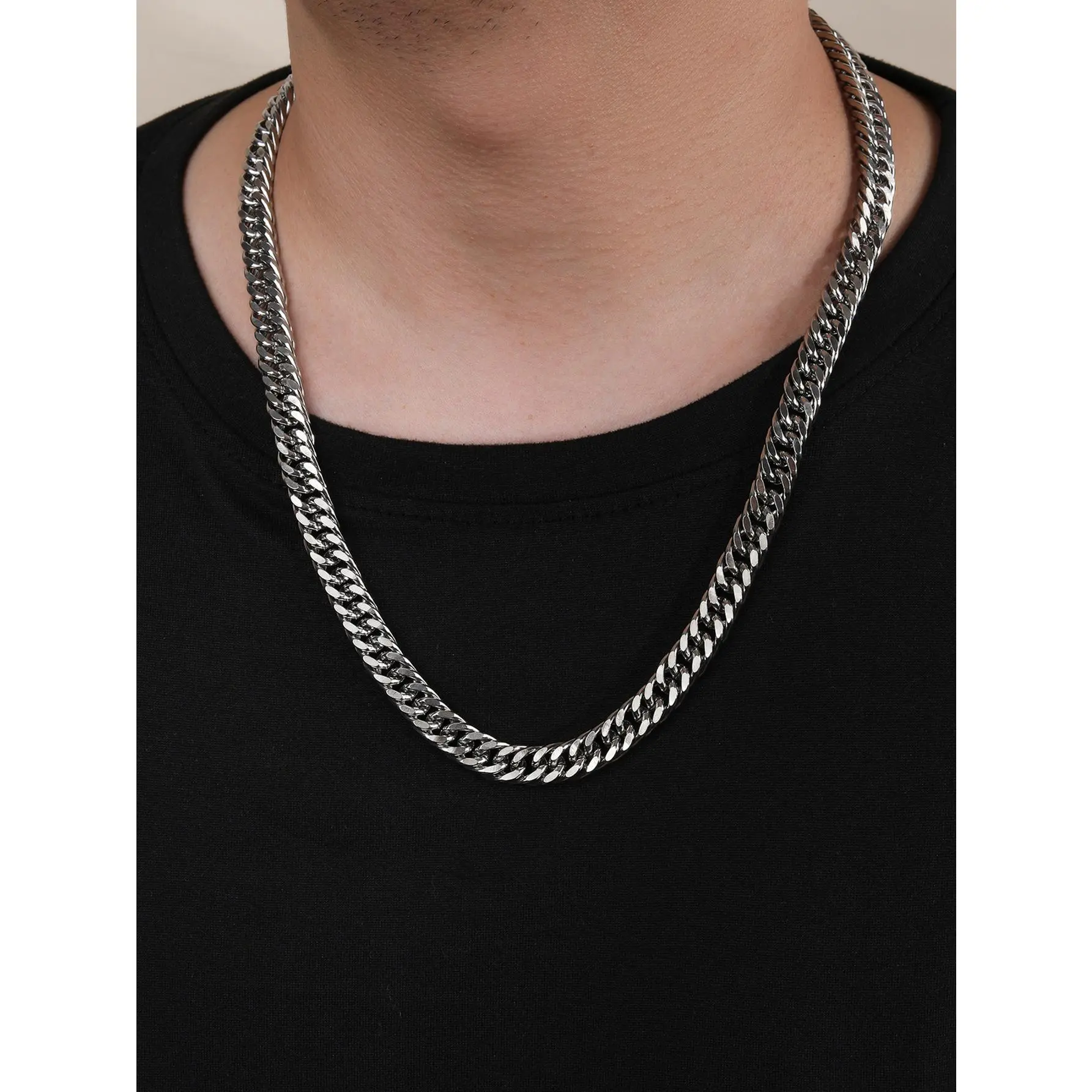 Thick Cuban Link Chain Necklace, European-American Style, Hip-Hop Street Trend Chain & Link Costume Jewelry, Cuban Link Chains