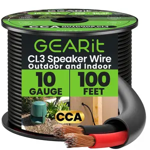 GEARit 10/2 Outdoor Speaker Wire 10 Gauge CCA - CL3 Rated for Direct Burial in Ground Aluminum Cable GEARit 10/2 Outdoor Speaker Wire 10 Gauge CCA - CL3 Rated for Direct Burial in Ground Aluminum Cable