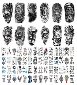 68 Sheets Waterproof Temporary Tattoo, Body Art for Men & Women,Realistic Long Lasting Arm Tattoos for Adults, Halloween Party Supplies Tattoos