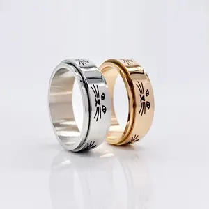 Cat Spinner Ring Stars Worry Ring, Rotating Ring for Anxiety and Stress, Spin Fidget Ring help Worry Dermatillomania Skin Picking Adhd