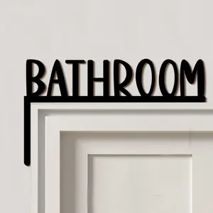 Modern Wooden Bathroom Door Decor Set, Wall Signage for Bathrooms, Home Art Decoration, Indoor Door Frame Ornament, Bathroom Decorations