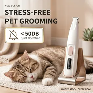 Rechargeable Pet Hair Trimmer for Dogs & Cats – Cordless, Quiet, Waterproof Grooming Clippers with LED Light – Small Dog & Cat Paw Trimmer