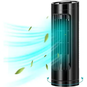13'' Tower Fan, Bladeless Desk Fan with 3 Speeds and 70° Oscillation, Portable and Compact, Quiet Cooling Fan for Home and Office, Black