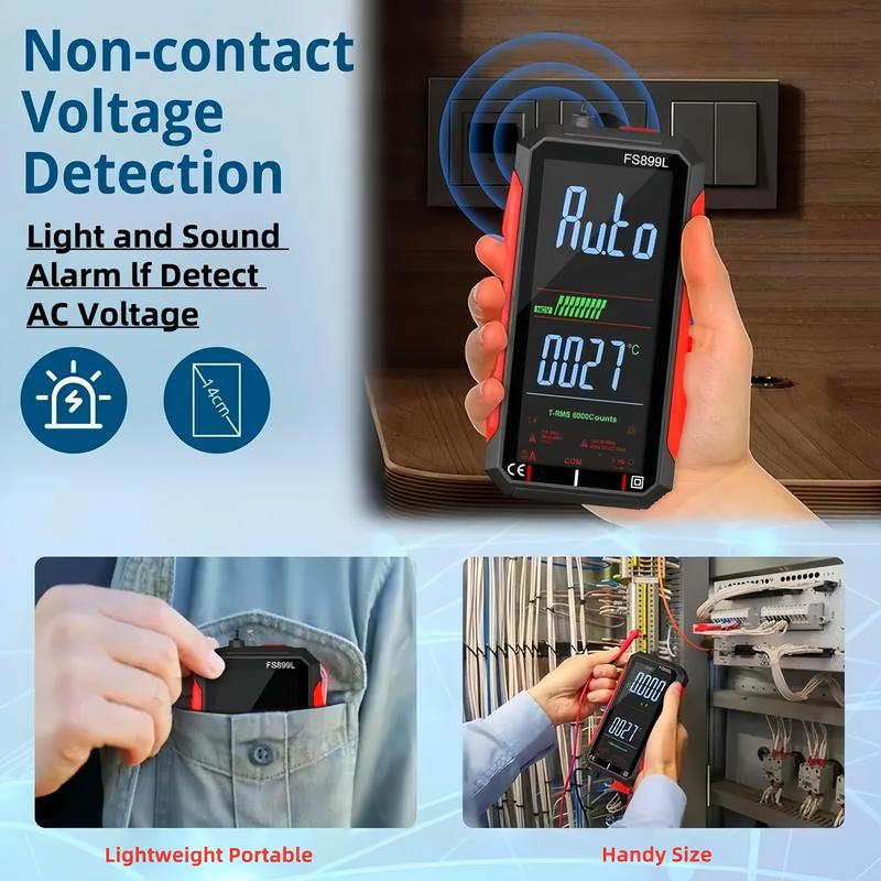 ADESKE 6000 Counts Smart Digital Multimeter – USB Rechargeable, Large Backlit Screen for Voltage/Resistance/Temp, NCV Non-Contact Detection, DIY Electrician Tool Kit – Portable & Professional