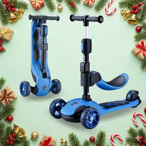 Glamup 2-in-1 Scooter for Kid with Foldable Seat & LED Light Up Wheels - Adjustable Height Boys&Girls