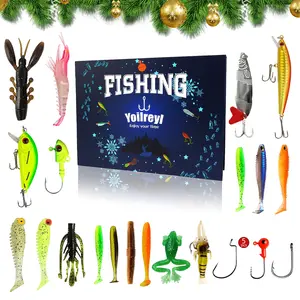 Blue Christmas Gift Box, 24-Grid Daily Surprise Unlocking, Ice Fishing Adventure Calendar, High-Quality Packaging, Perfect Holiday Present