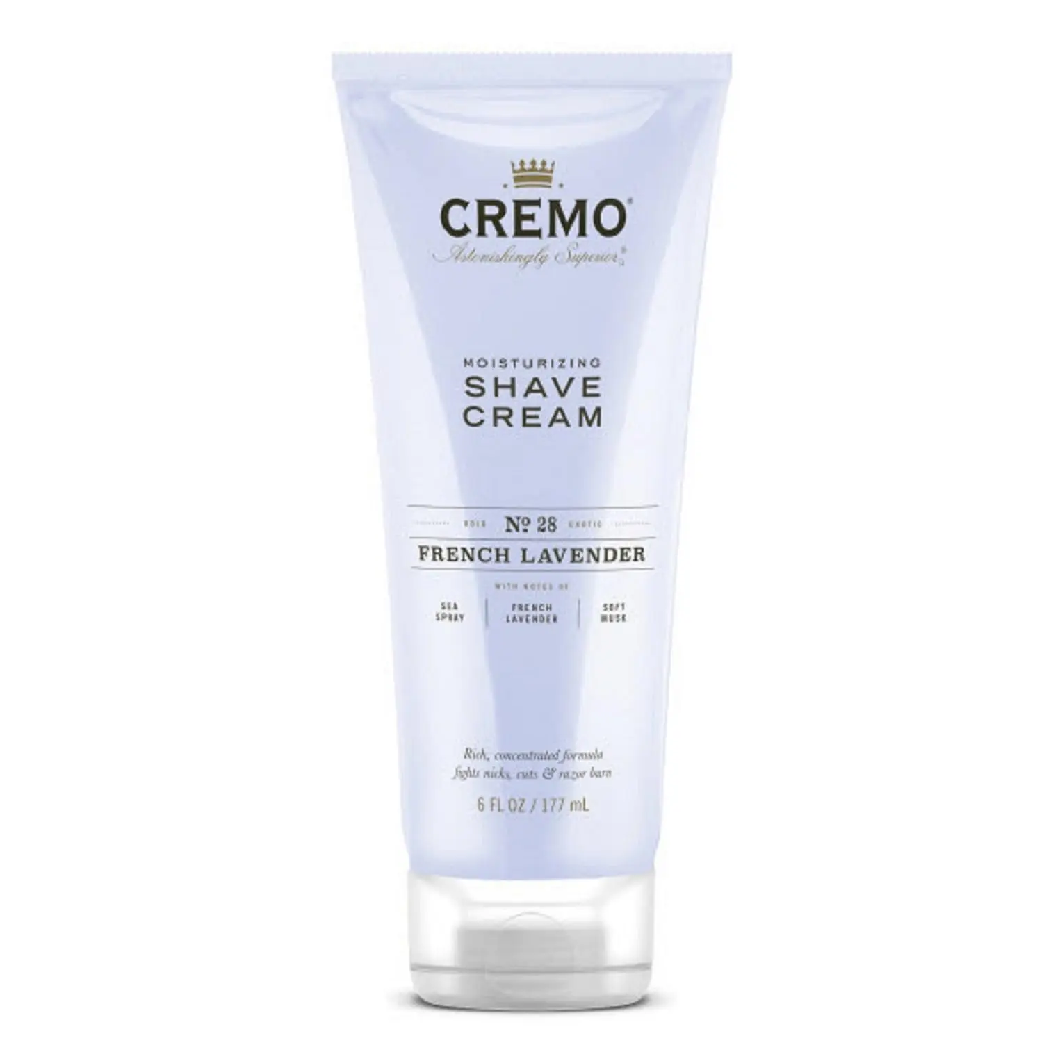 Cremo French Lavender Moisturizing Shave Cream, Astonishingly Superior Ultra-Slick Shaving Cream for Women Fights Nicks, Cuts and Razor Burn, 6 Fl Oz