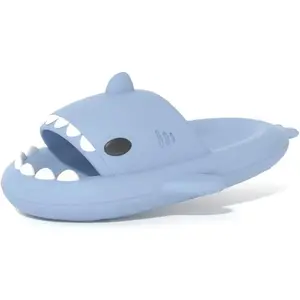 Shark Slides for Women and Men Novelty Pillow Slippers Open Toe Shark Sandals Cushioned Cloud Slides