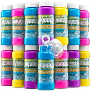 for Kids - (Bulk Pack of 24) 2-oz Bulk Solution with Bubble Wands Neon Colors for Toys Summer Games, Birthday Favors, & Goodie Bags Stuffers