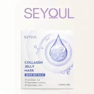 SEYOUL Collagen Jelly Mask - 80% Fresh Collagen, Hydrating & Refreshing Bio-Wrapping Mask with Hyaluronic Acid & Algae Extracts, 5 Pieces/Box