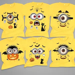 [FREESHIP] Personalised Halloween Minion Family Shirt, Funny Teams T Shirt, Minions Couple Shirt, Y2K Streetwear T-Shirt, Unisex Crew Neck, Vintage Hip-Hop Sports Graphic, Casual Cotton Fit