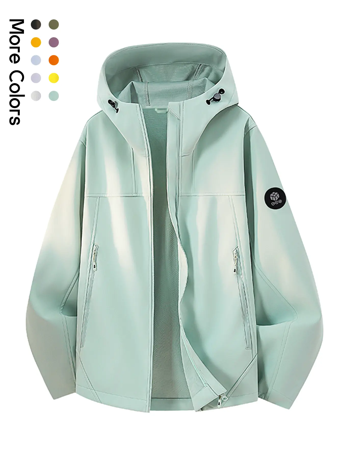 Women's Waterproof Lightweight Windbreaker Jacket Adjustable Hooded Outdoor Hiking Softshell Coat with Mesh Lining and Zipper Pockets