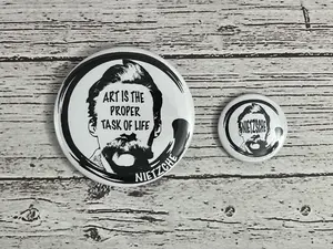 Friedrich Nietzche button magnet with button pin