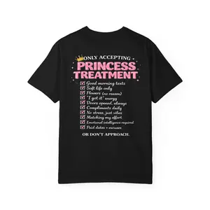 Princess Treatment T-shirt | 'Only Accepting Princess Treatment' checklist design