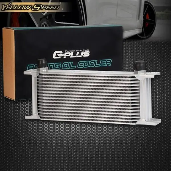 ALLGOOD Universal Aluminum Alloy AN10 Inlets 16-Row Engine Transmission Racing Oil Cooler, Automotive Accessory for Modified Street Vehicles - Temp Reduction, Extends Engine Life, Requires Install