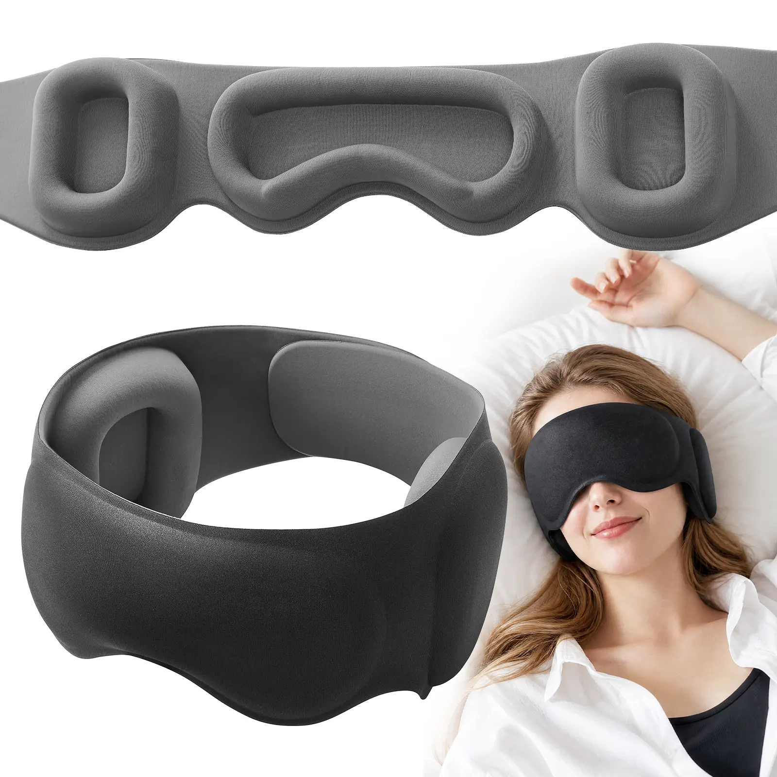 Fismool 3D Contoured Sleep Mask - 100% Blackout, Soundproof, Anti-Snoring Eye Mask for Improved Sleep Quality soundproof sleep mask,,noise cancelling eye mask