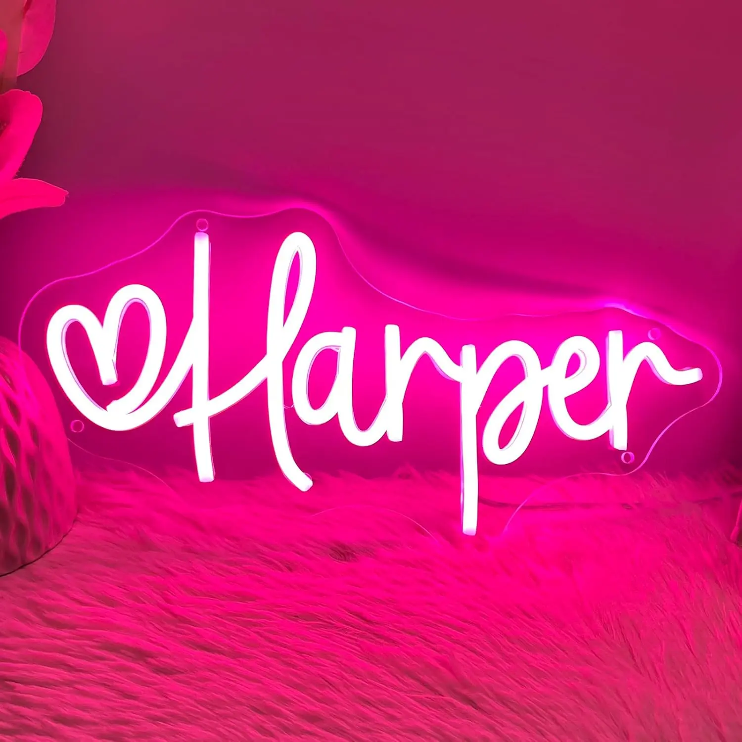 Harper Name Neon Sign 15in, Christmas Gifts for Kids Teens Girls Boys, Harper Neon Signs for Wall Decor, USB LED Dimmer Neon Lights for Bedroom Dorm Room Birthday Gift