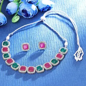 Silver Plated Choker Necklace Set for Women