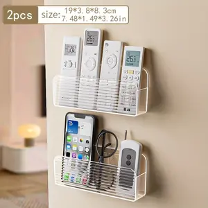 Wall-Mounted Remote Control Holder, Transparent Striped Organizer, Acrylic Material, Phone Stand, 1 or 2 Pieces, Wall Design