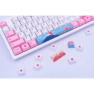 SAKURA KEYCAPS - cute aesthetic Japanese blossom keycaps for mechanical keyboards - pc gaming & desk setups - pink & white keycap set for gamer girls