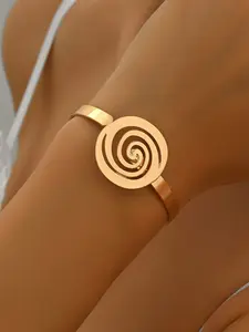 Open Cuff Geometric Spiral Bracelet, Exaggerated Alloy Party Ring, High-End Style, Iron Alloy Material, All Seasons Jewelry