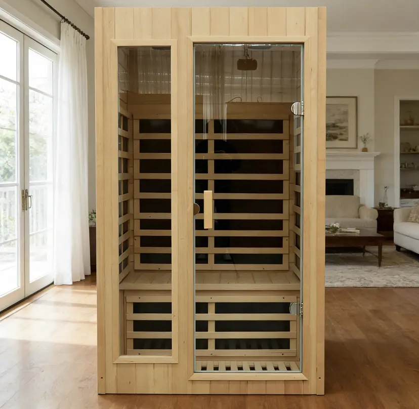 For 2 Persons Far Infrared Sauna Room Hemlock Indoor Saunas Home Spa Detox 1500W