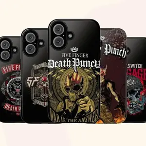 Five Finger Death Punch Phone Case Rock Metal Band Cover Compatible with iPhone X, 11, 12, 13, 14, 15, 16, 17 Plus Pro Promax & SS Galaxy S21-25 Series