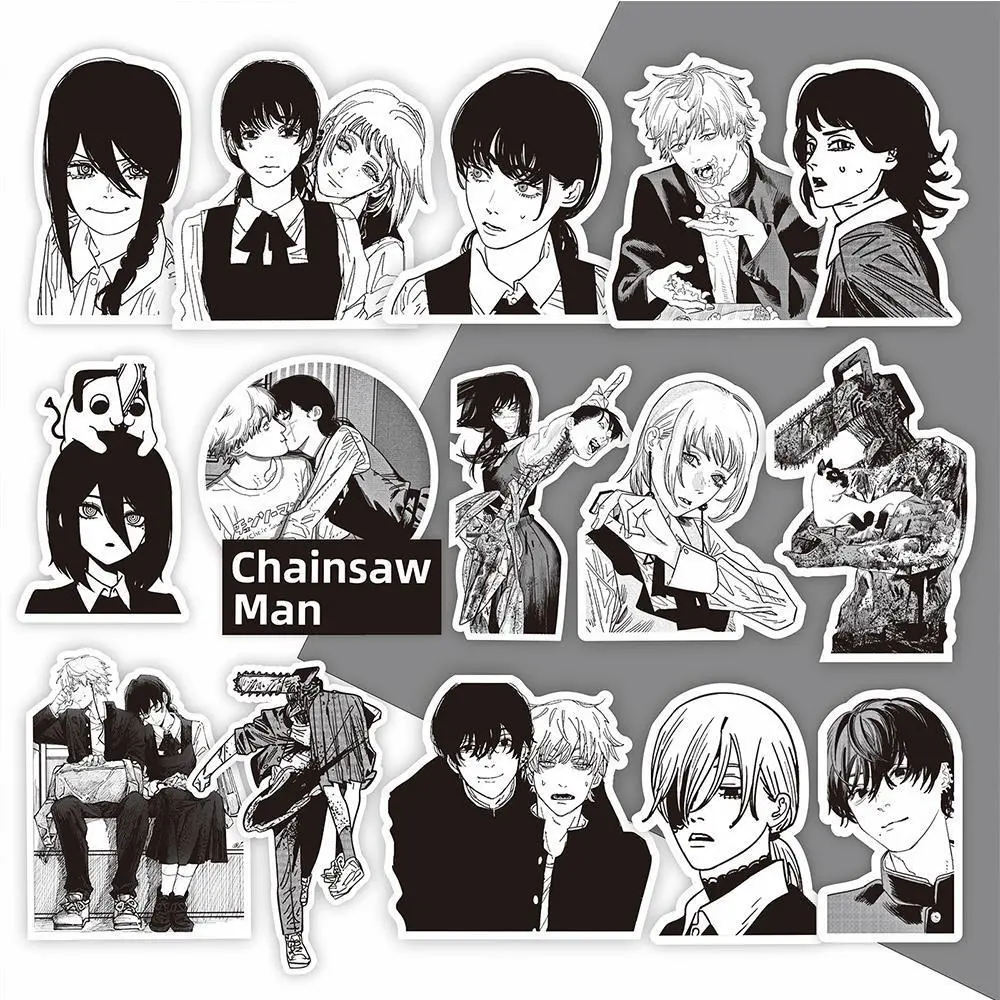 10/30/75pcs Chainsaw Man Anime Stickers Reze Denji Cartoon Decals Luggage Phone Laptop Cool Black White Manga Sticker Decoration