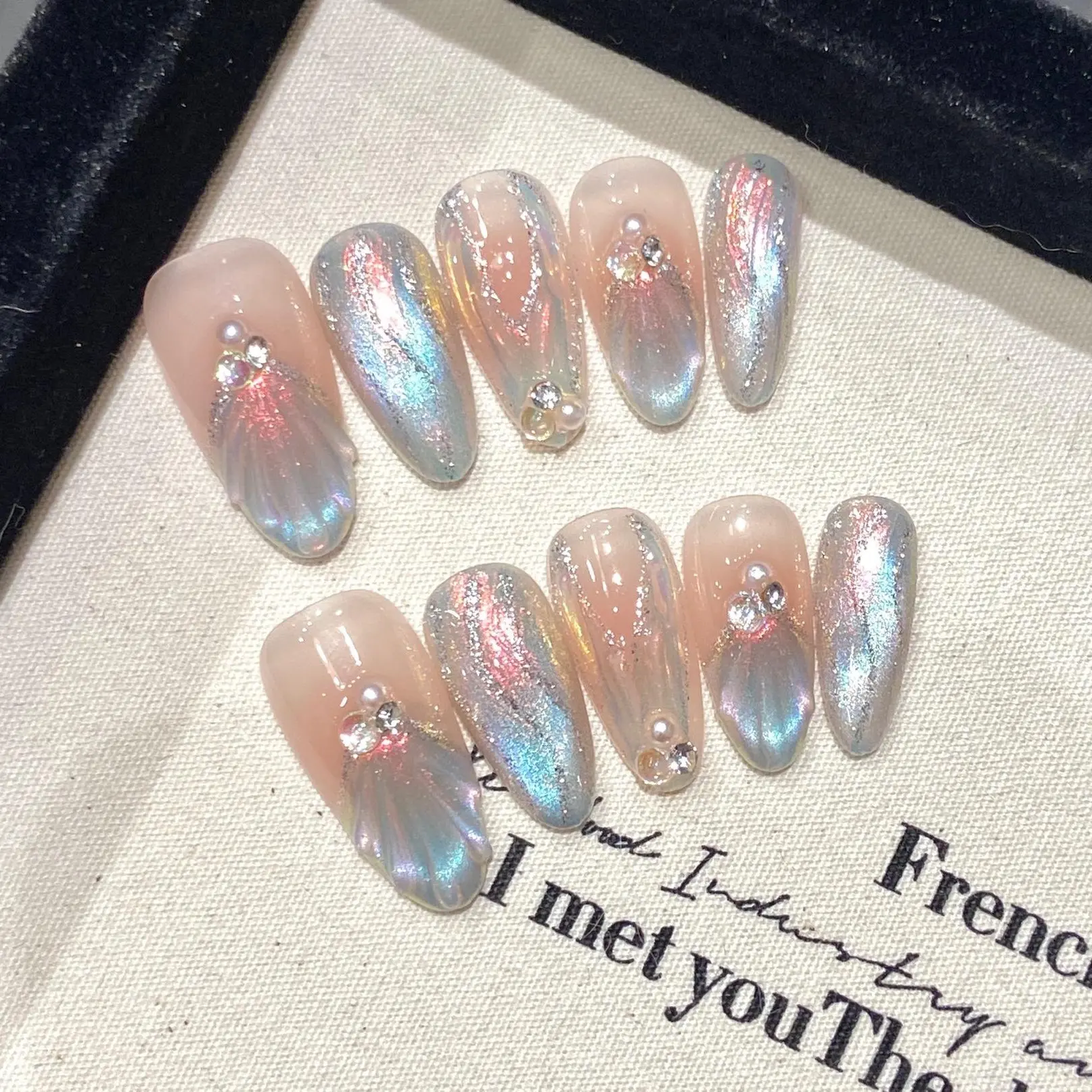 [Sirena] Handmade Press on Nails, Fake Nails with Nail tool kit with Jelly Stickers, Reusable, Durable