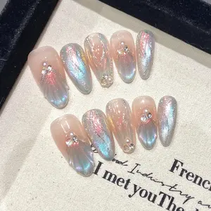 [Sirena] Handmade Press on Nails, Fake Nails with Nail tool kit with Jelly Stickers, Reusable, Durable