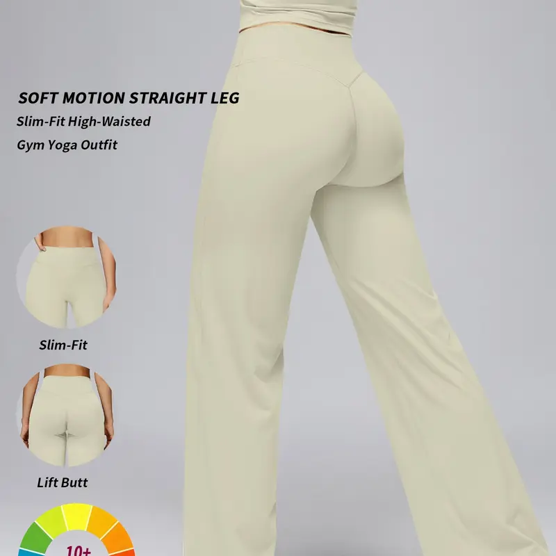 Women's Outdoor Sports Running Pants, Fitness Training Pant, Casual Comfort Yoga Fitness Long Pants, Loose Wide Leg High Waist, High Waisted Sportswear, All Seasons, Solid Color, Elastic Running Pants