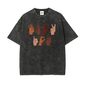 180g[100%cotton]Soft Cotton Tee F ck ICE Hand Sign Language Anti Deportation Chinga La Migra T-Shirt  Oversize Unisex Washed T-Shirt for Women and Men's Unisex Fit Batik Cotton Oversize Streetwear Menswear  Super Soft Pre-Shrunk