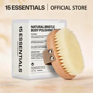Natural Bristle Dry Body Brush for Exfoliation & Lymphatic Drainage – Cellulite Massage Brush for Smooth Skin & Circulation Boost Body Care Tool