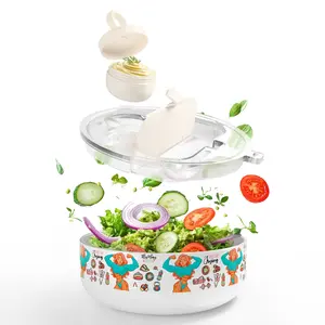 PYD Life 32 OZ 1 QT Sublimation Blanks Salad Bowl with Lid and 1.7 OZ Mini Canister, Double Wall Stainless Steel Customizable Lunch Food Storage Bowl, Container for Salad, Meal Prep, Fruits