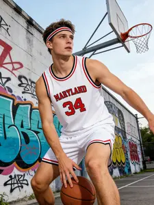 Maryland Basketball Sleeveless Shirt, Size 34 Team Uniform, Jersey, Jersey Top, Best Gift, Sporty Style, Fitted, All Seasons, Geometric Design