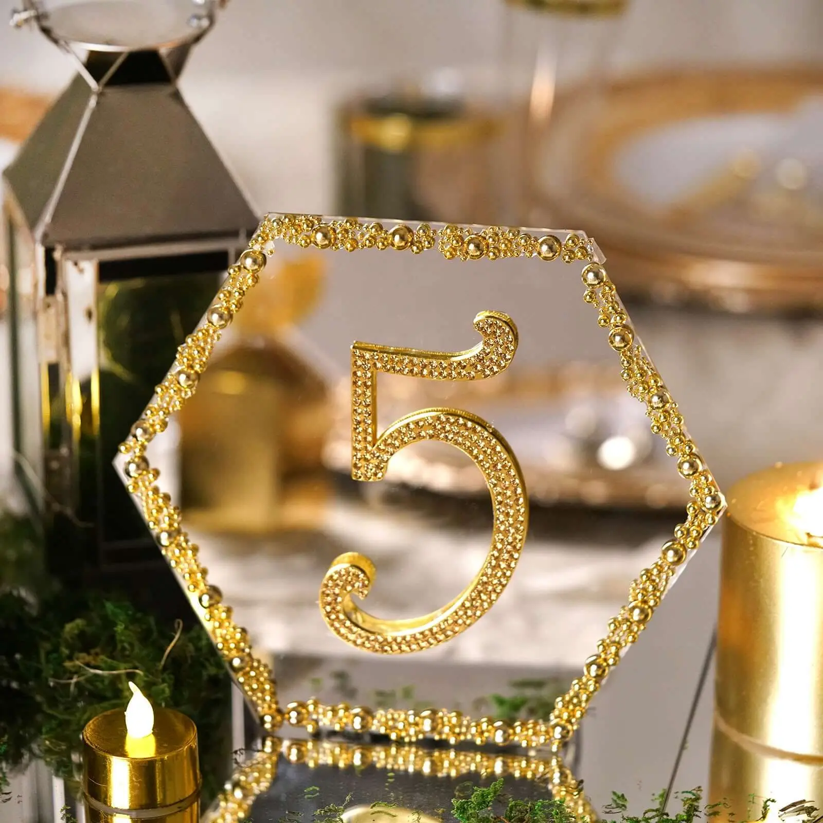 6-Pack Hangable Hexagon Glass Mirrors - Home Decoration, Wall Art Hanging, 8" Decorative Reflective Display for Wall Mounting or Table Centerpieces