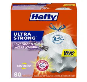 13 Gallon Ultra Strong Tall Kitchen Trash Bags, Lavender & Sweet Vanilla Scent 80 Count