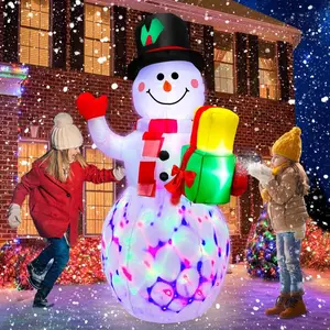 5FT Christmas Inflatables Snowman Blow Ups Christmas Decorations Outdoor with Colorful LED Lights for Indoor Outdoor Garden Yard Holiday Xmas Party, Christmas decorations, Christmas gifts