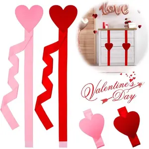 4pcs Valentine Heart Ribbon 41 Inch Door Decor with Fireplace, Party Wedding Holiday Packaging Decoration Set Room Decoration Ornaments