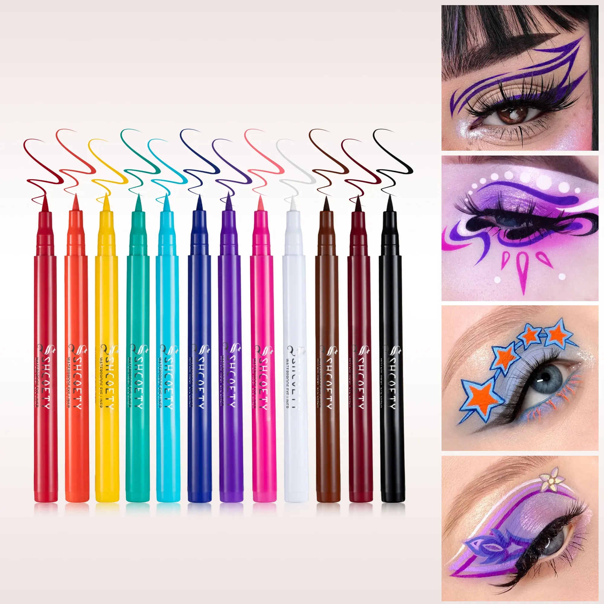 12 Color Multicolor Liquid Eyeliner Pen, Waterproof Smudgeproof Long-Lasting Matte Eye Liner, Perfect for Beginners, Daily and Holiday Creative Makeup, Longwear Eyeliner, Eyeliner Cosmetic