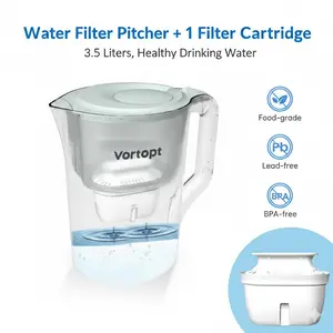 3.5L Water Filtration Pitcher with Smart Electronic Timer, Advanced Filter Removes Chlorine, Heavy Metals & Microplastics, Fast Dispensing, BPA-Free White, Water Filter Dispenser