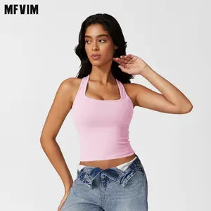 MFVIM Women's Sports Tops Casual Work Vest Basic Tank Top 2025 Summer Camisole Tank Slim Sleeveless Top Skinny Womenswear Sakura Pink Workout Activewear Gymclothes workout tops gym shirts sporty
