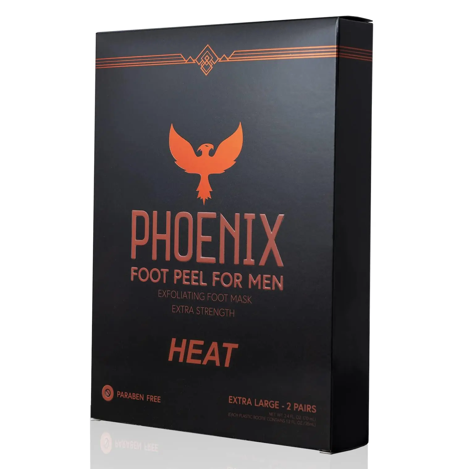 Heat (cinnamon) Pack of 2 Phoenix Foot Peel for Men - Extra Large - Extra Strength - Exfoliating Dry Feet Treatment - Callus Remover - Paraben Free -