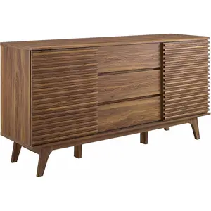 Modway Render 63" Mid-Century Modern Sideboard Buffet Table or TV Stand in Walnut