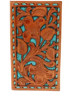 M & F Western Men's Nocona Filigree With Turquoise Underlay Wallet - N5417933