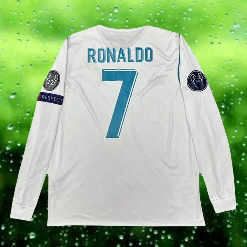 2017 2018 Home White No.7 Ronaldo Long Sleeved Soccer Jerseys