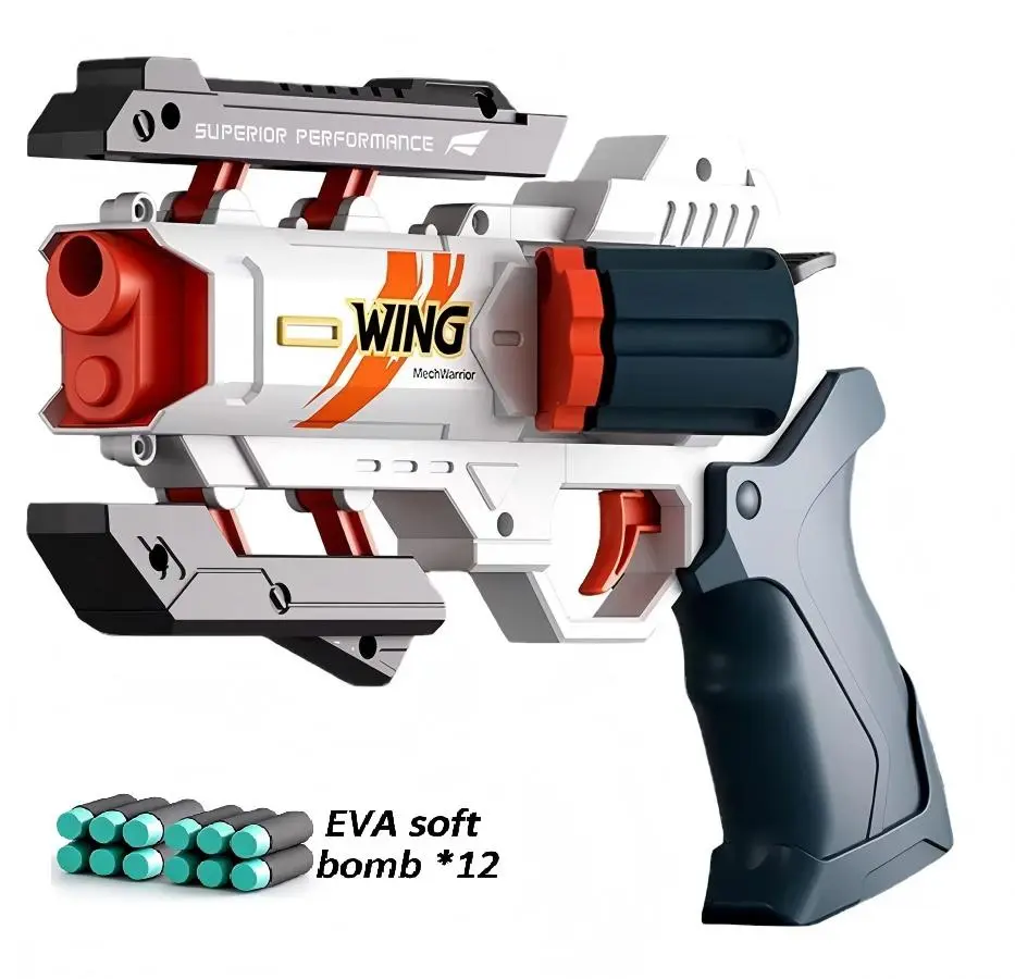 IUOUTG Unisex Portable Blasters & Toy Guns, Hand-Held Pneumatic Blasting Revolver with Safe Foam Darts, Foam Body Educational Kids' Gift, Blue