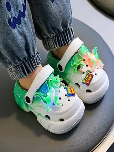 Summer Glow-In-The-Dark Dinosaur Slippers, Lightweight Hollow Out Soft PVC Sandals, Cute Floral Design for Boys and Girls, Summer Beach Slippers