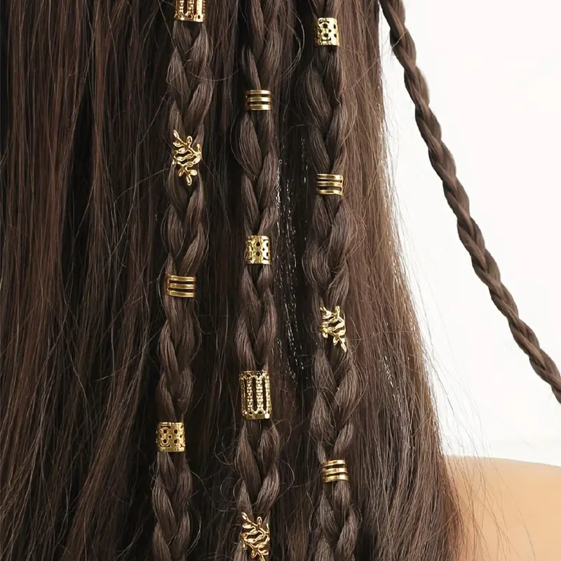Women's Golden/ Silver Metal Hair Accessories, Hair Decor, Braids Rings Cuffs Clips for Dreadlock, Hair Clips for Braids, Braided Hair Clips